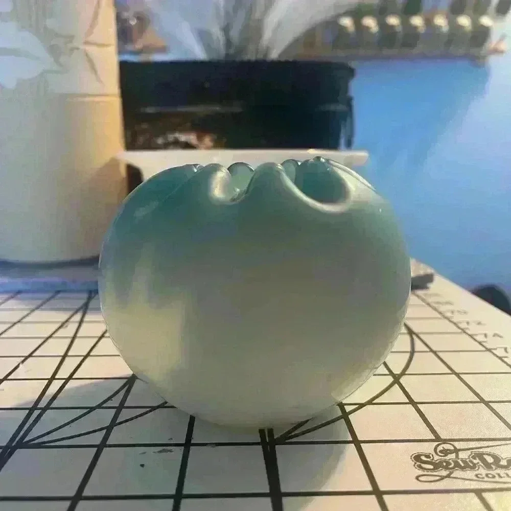 Crimped Vase, Fading Blue Satin
